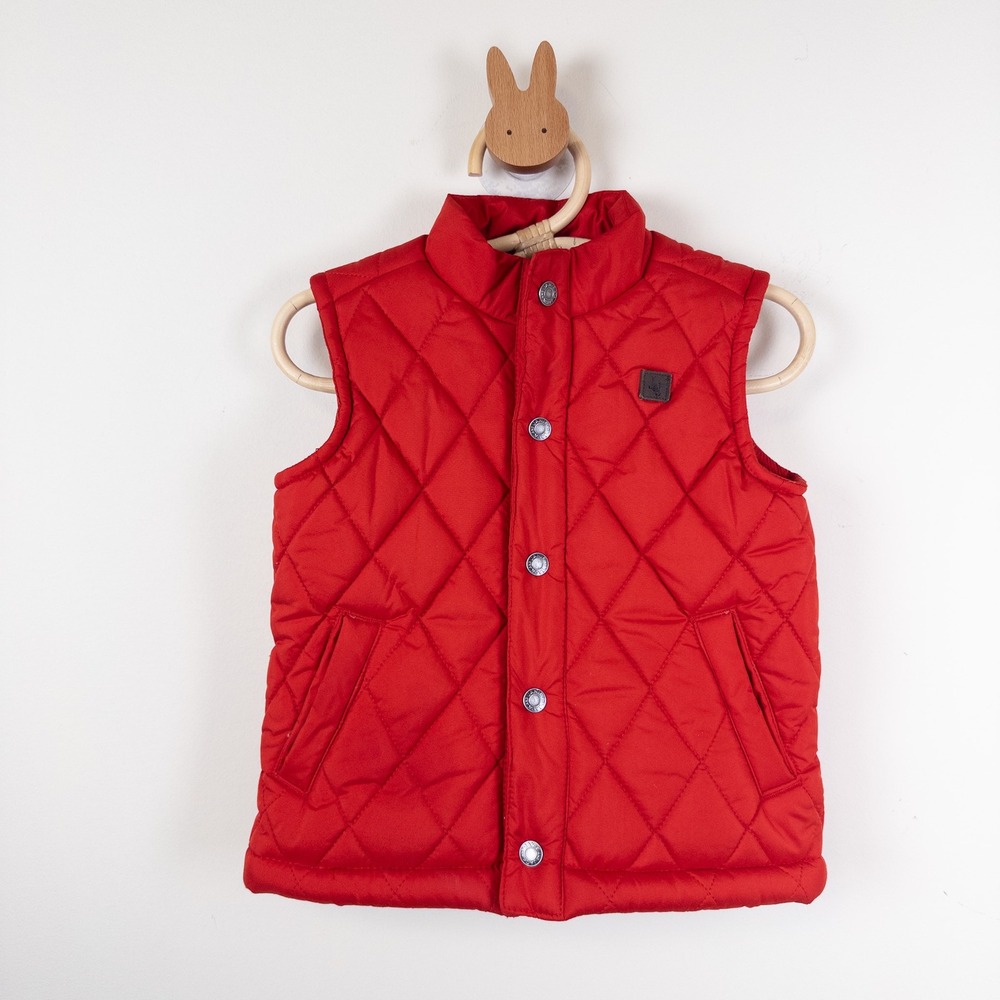 Janie and Jack Quilted Puffer Vest Baby Boys 12-18 Months Red Snap Front Classic